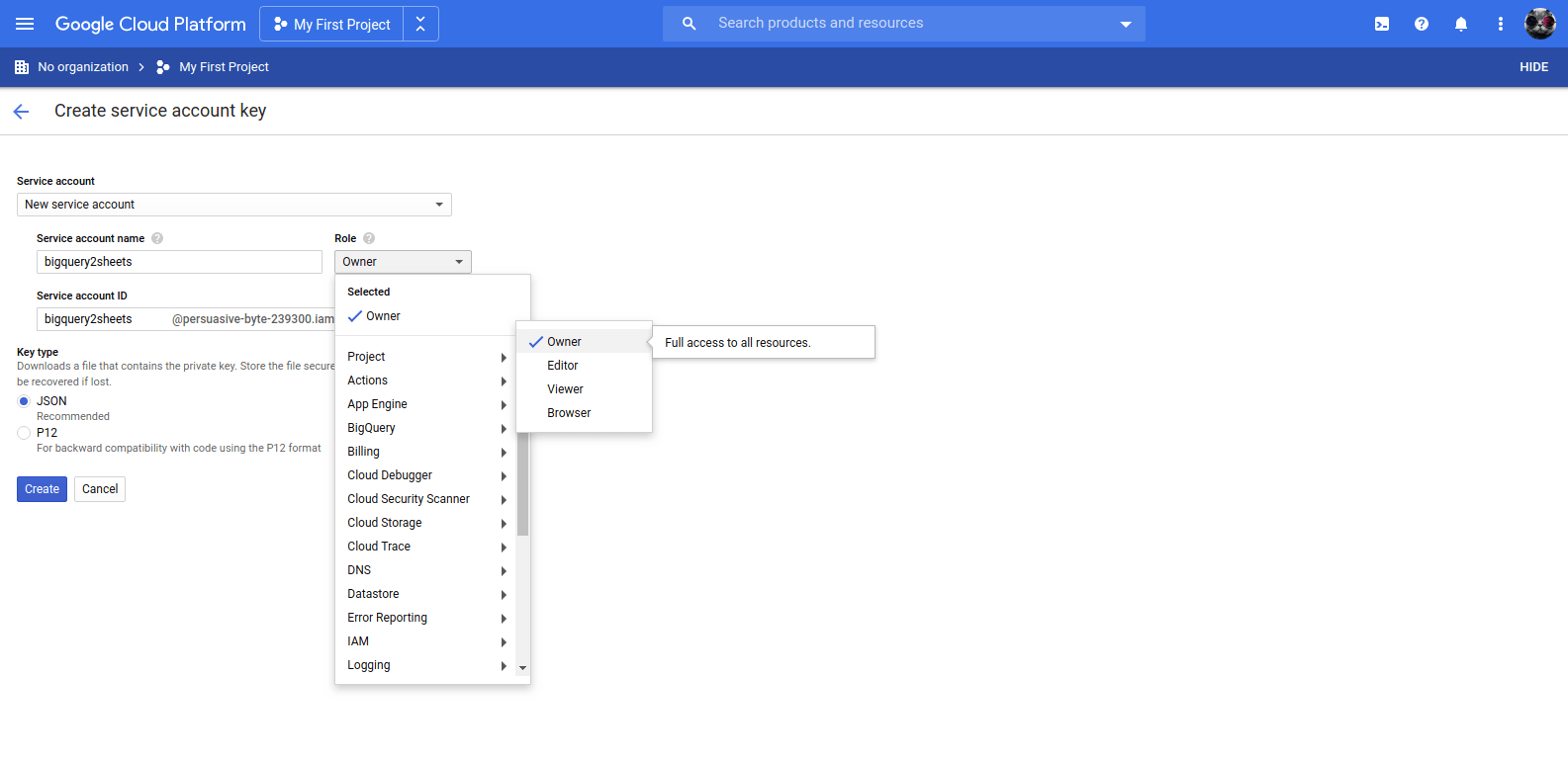 Select Project Owner - Transfer Data for Free from Google Sheets to your target destination